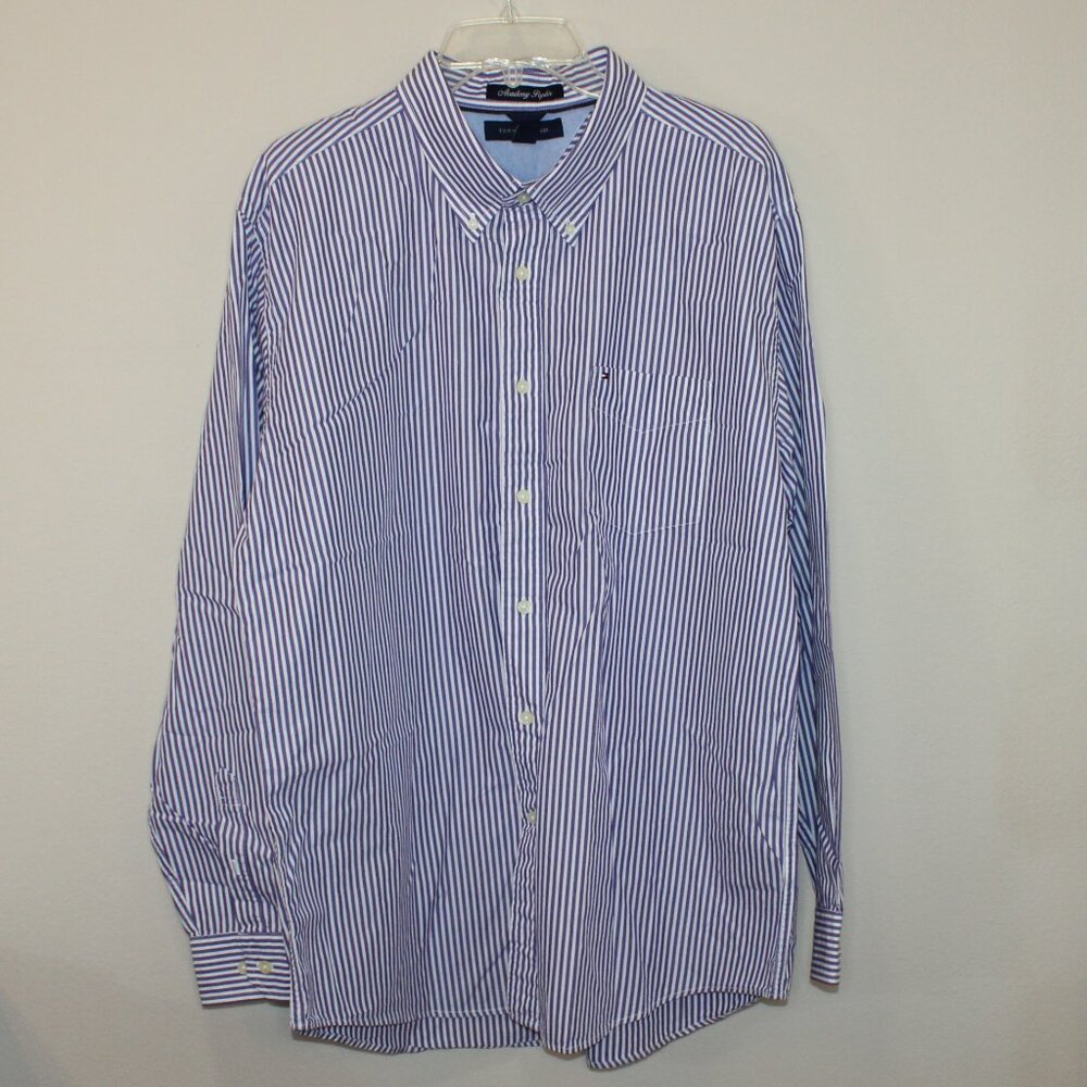 Tommy Hilfiger Academy Poplin XL striped dress shirt button up long sleeve